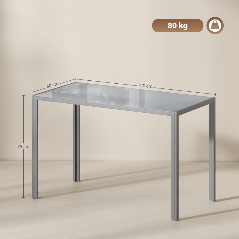 Mesa para Oficina MAPUTO, 120x60x75 cm, Vidrio Templado Negro