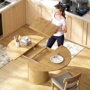 Mesa de Reuniones LUANDA, 110-150x110x75 cm, en Madera color Roble