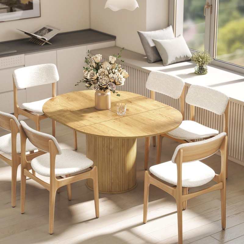 Mesa de Reuniones LUANDA, 110-150x110x75 cm, en Madera color Roble