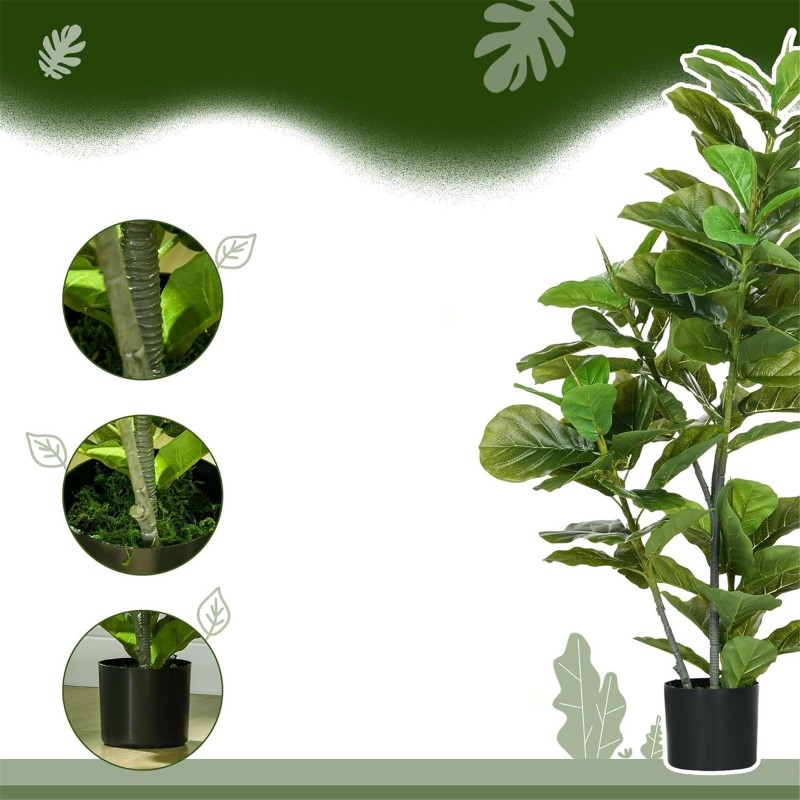 Planta de Oficina STAISY, Altura 110 cm, Ficus Artificial con Maceta Incluida.