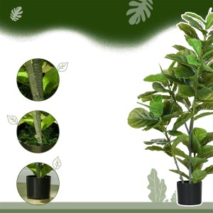 Planta de Oficina STAISY, Altura 110 cm, Ficus Artificial con Maceta Incluida.