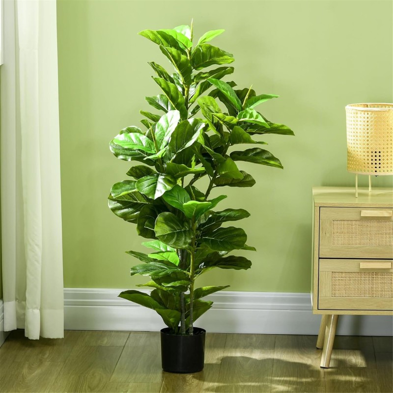 Planta de Oficina STAISY, Altura 110 cm, Ficus Artificial con Maceta Incluida.