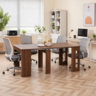 Mesa de Reuniones ASMARA, Extensible de 60 a 180 cm, en Madera color Nogal 2