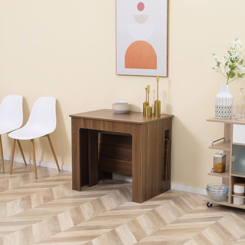 Mesa de Reuniones ASMARA, Extensible de 60 a 180 cm, en Madera color Nogal