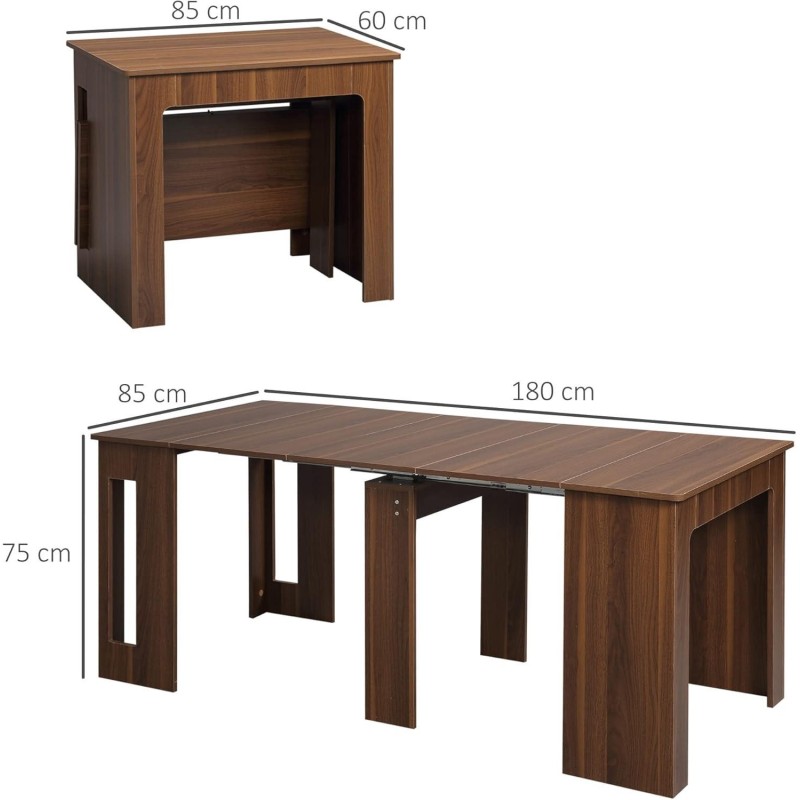 Mesa de Reuniones ASMARA, Extensible de 60 a 180 cm, en Madera color Nogal