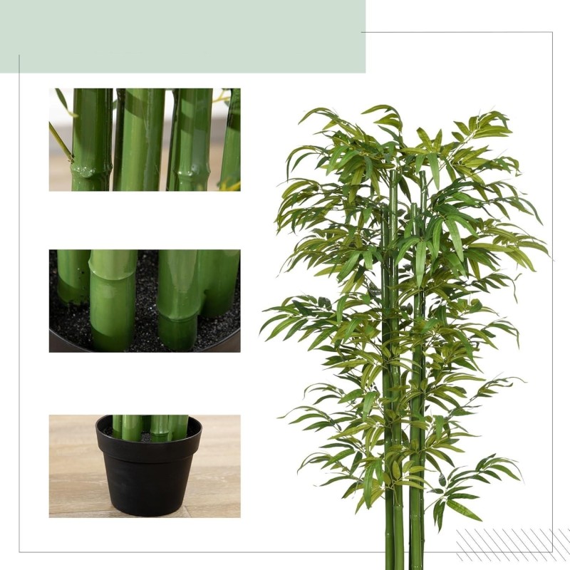 Planta de Oficina IRIS, Bambú Artificial con Maceta Incluida
