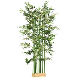 Planta de Oficina ARLI, Bambú Artificial con Maceta de Madera