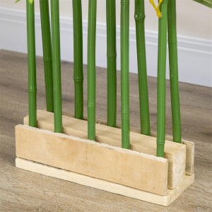 Planta de Oficina ARLI, Bambú Artificial con Maceta de Madera