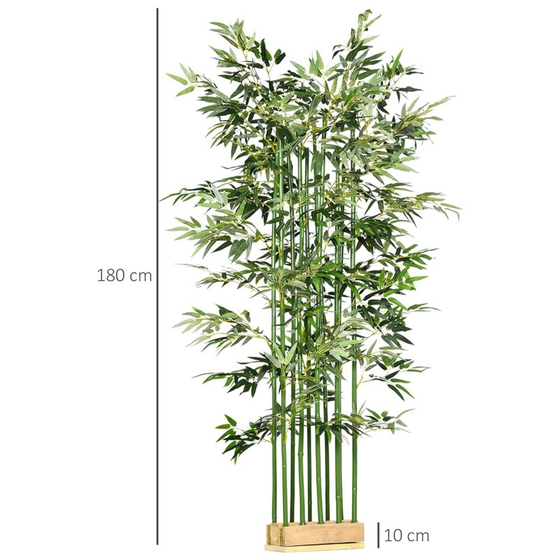 Planta de Oficina ARLI, Bambú Artificial con Maceta de Madera