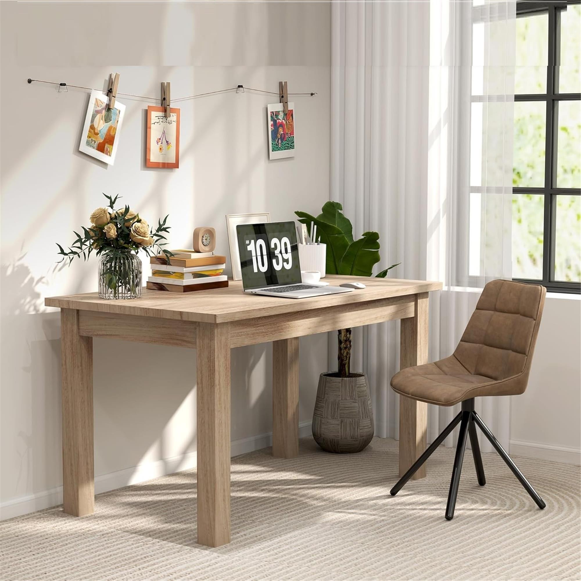 Mesa de Reuniones DILI, Dimensiones 140x80x78 cm, Diseño Moderno, Madera color Roble Claro