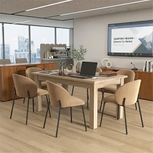 Mesa de Reuniones DILI, Dimensiones 140x80x78 cm, Madera color Roble Claro