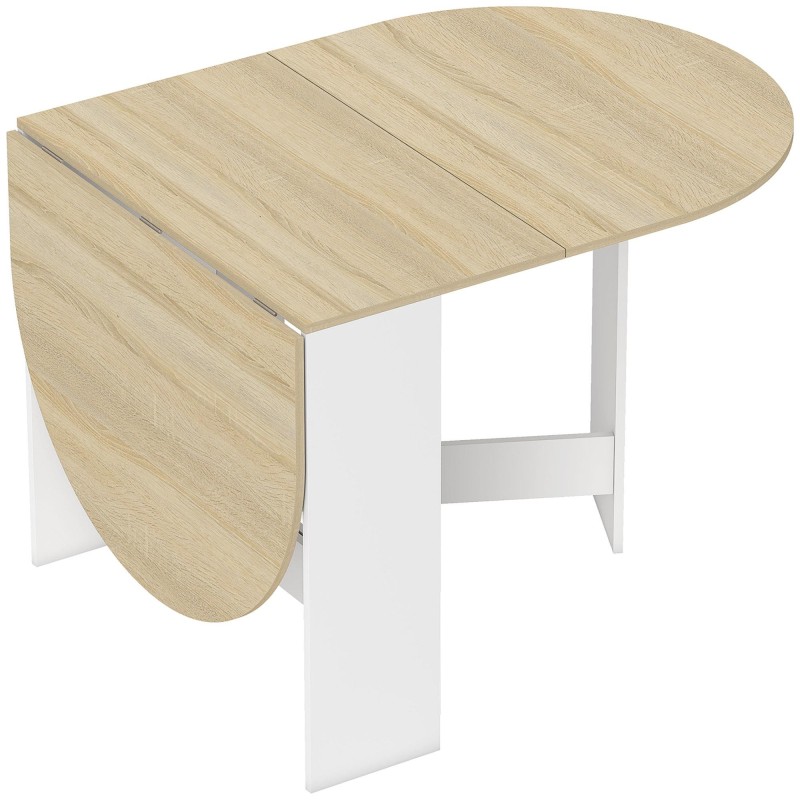 Mesa de Reuniones VADUZ, Diseño Ovalado con Alas Abatibles, color Blanco