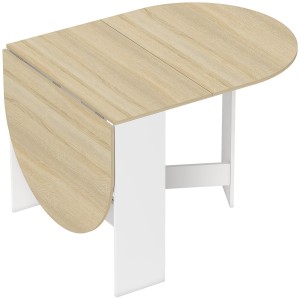 Mesa de Reuniones VADUZ, Diseño Ovalado con Alas Abatibles, color Blanco