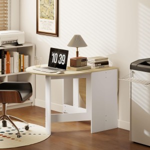 Mesa de Reuniones VADUZ, Diseño Ovalado con Alas Abatibles, color Blanco