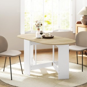 Mesa de Reuniones VADUZ, Diseño Ovalado con Alas Abatibles, color Blanco