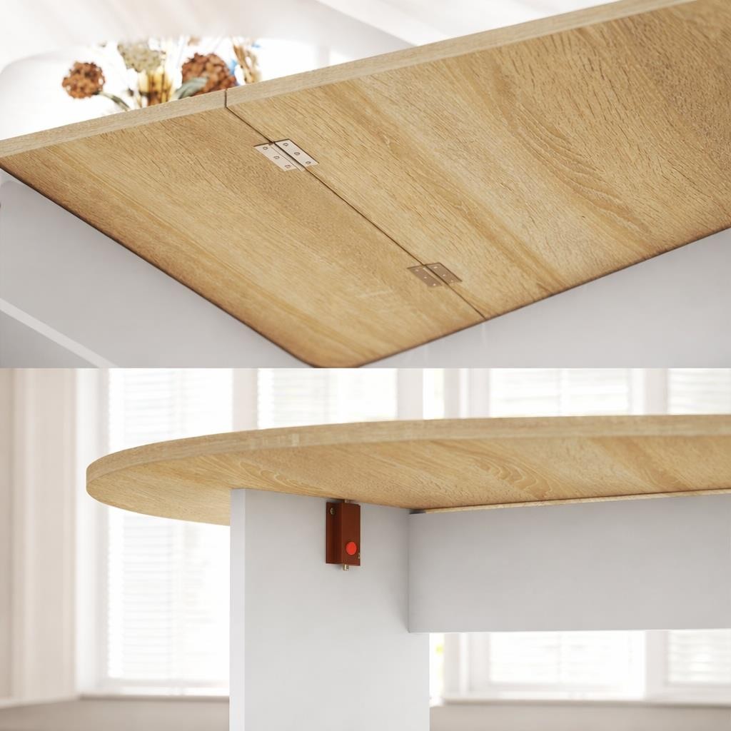 Mesa de Reuniones VADUZ, Diseño Ovalado con Alas Abatibles, hasta 6 Personas, color Blanco