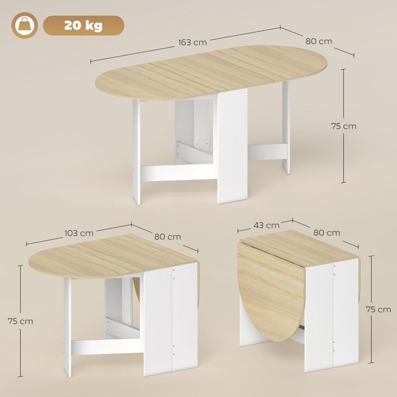 Mesa de Reuniones VADUZ, Diseño Ovalado con Alas Abatibles, color Blanco