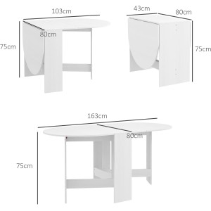 Mesa de Reuniones VADUZ, Diseño Ovalado con Alas Abatibles, color Blanco