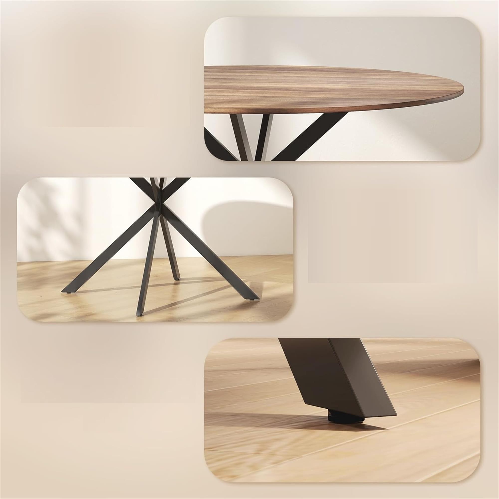 Mesa de Reuniones VENUS, Redonda, Estructura de Acero, Ø120x75 cm, en color Roble