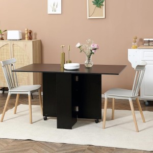 Mesa de Reuniones MORONI, con Ruedas y Estantes de Almacenaje, color Negro
