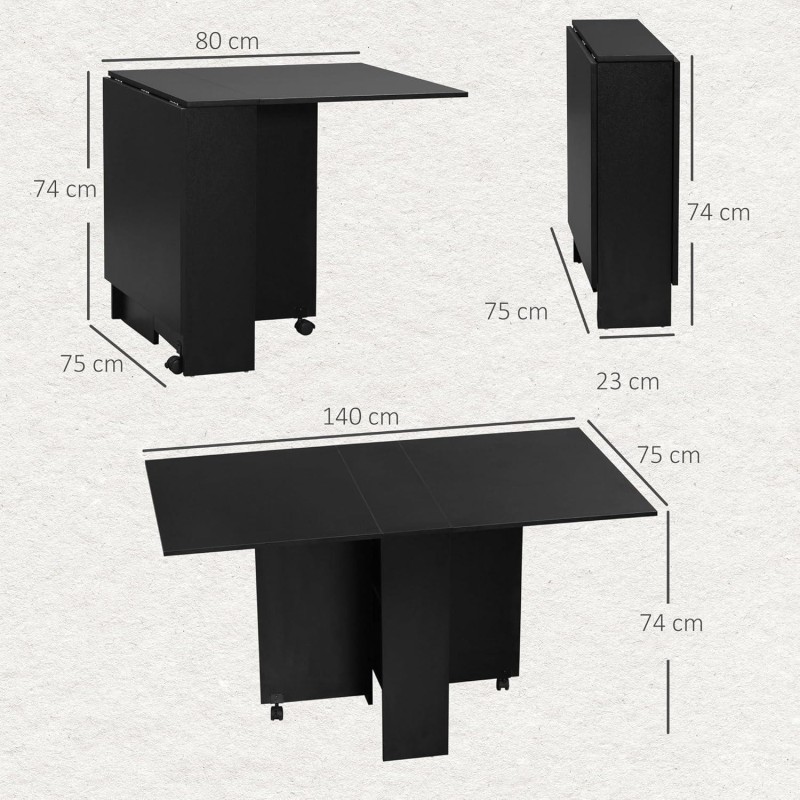 Mesa de Reuniones MORONI, con Ruedas y Estantes de Almacenaje, color Negro