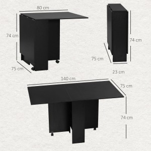 Mesa de Reuniones MORONI, con Ruedas y Estantes de Almacenaje, color Negro