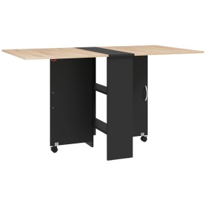 Mesa de Reuniones MORONI, con Ruedas y Estantes de Almacenaje, color Negro