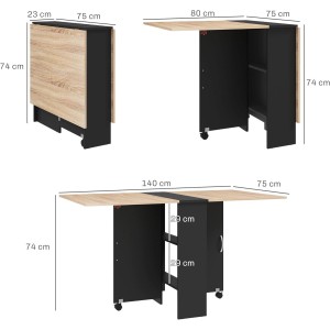 Mesa de Reuniones MORONI, con Ruedas y Estantes de Almacenaje, color Negro