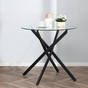 Mesa para Sala de Reuniones ORBITA, Vidrio Templado y Estructura Color Negro
