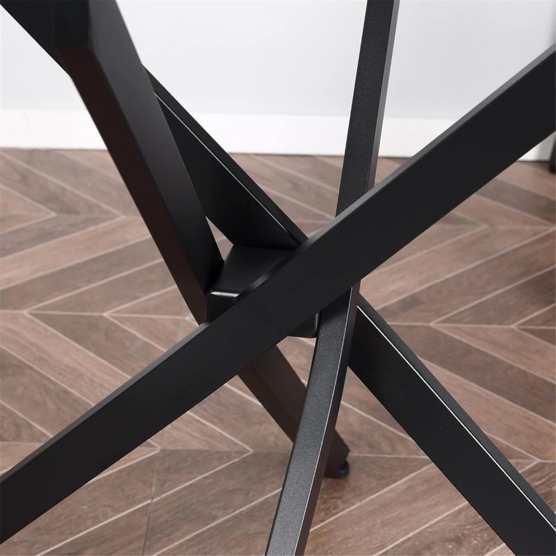 Mesa para Sala de Reuniones ORBITA, Vidrio Templado y Estructura Color Negro