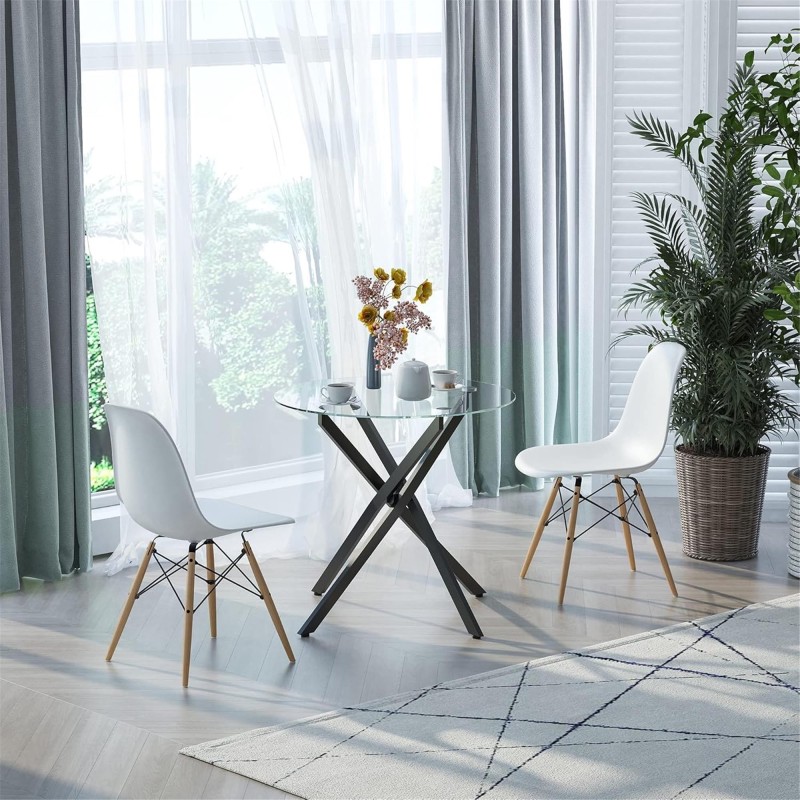 Mesa para Sala de Reuniones ORBITA, Vidrio Templado y Estructura Color Negro