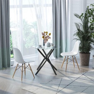 Mesa para Sala de Reuniones ORBITA, Vidrio Templado y Estructura Color Negro