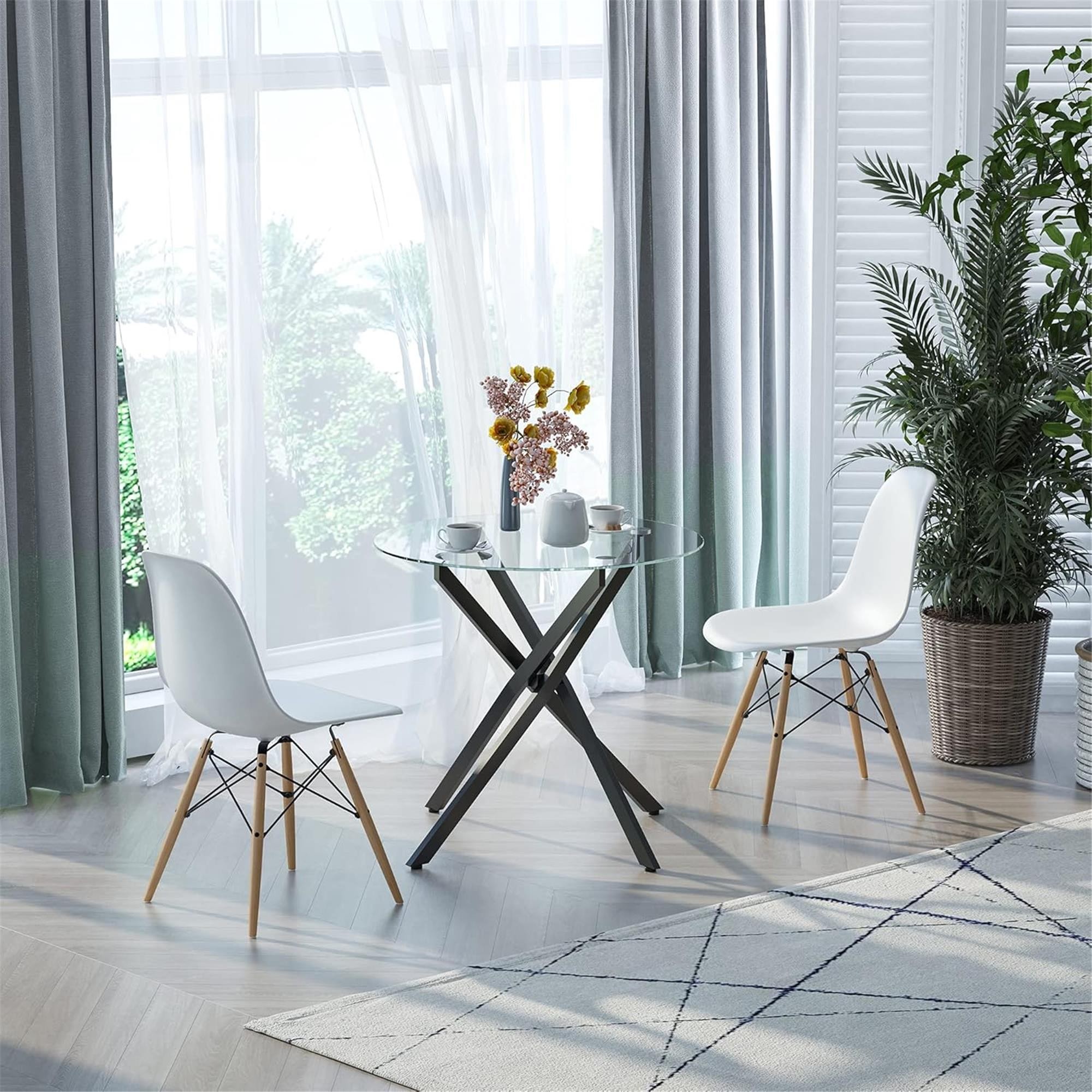 Mesa de Reuniones ORBITA, Ø80x75 cm, Cristal templado y Estructura Metálica, color Negro