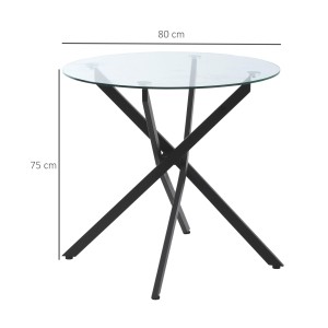 Mesa para Sala de Reuniones ORBITA, Vidrio Templado y Estructura Color Negro