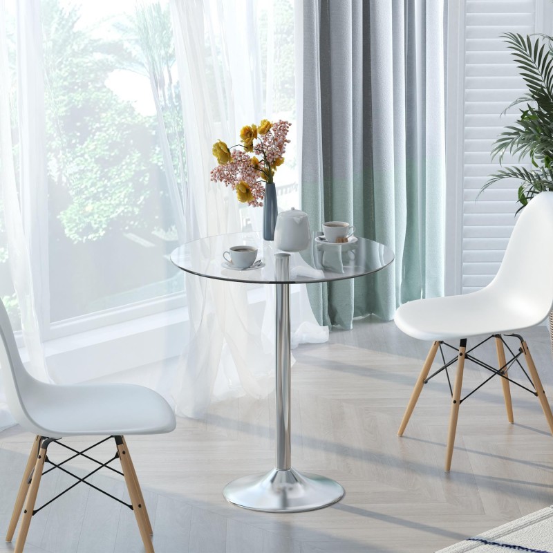 Mesa de Reuniones OBA, Dimensiones Ø70x74,5 cm, color Gris Cromado