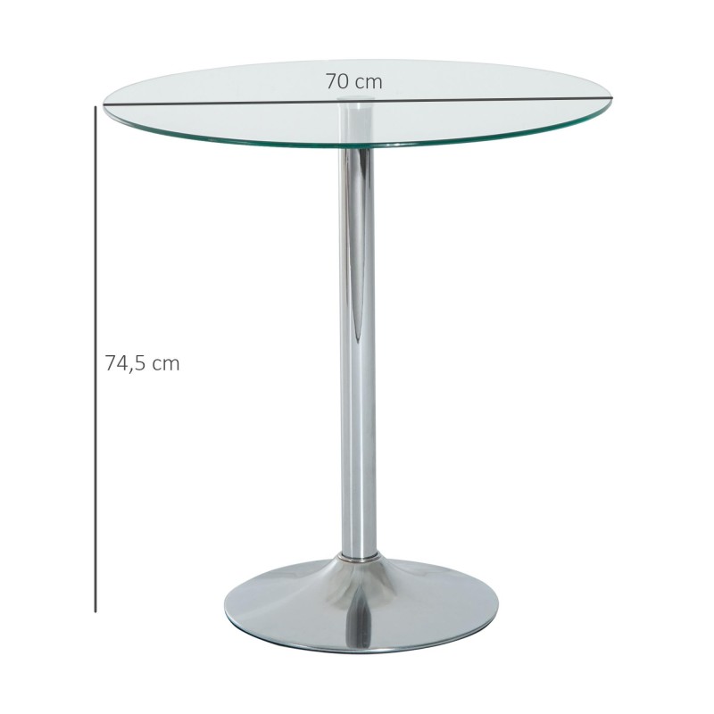 Mesa de Reuniones OBA, Dimensiones Ø70x74,5 cm, color Gris Cromado
