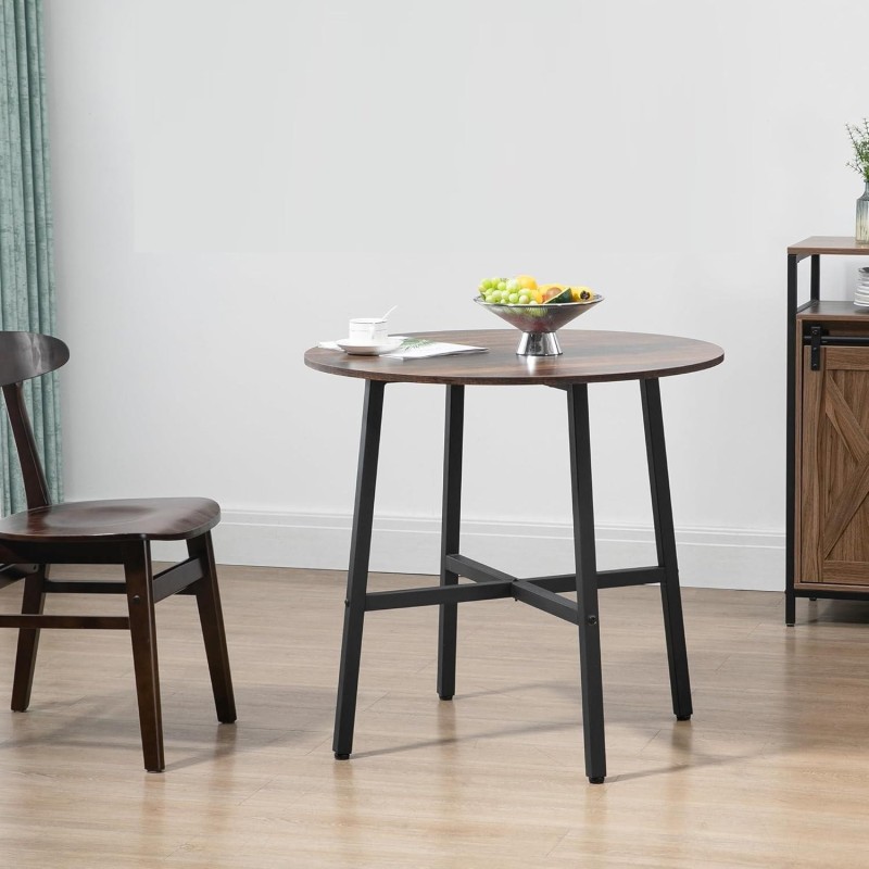Mesa de Reuniones ROGA, Estructura Metálica, Superficie de Madera color Nogal Rústico
