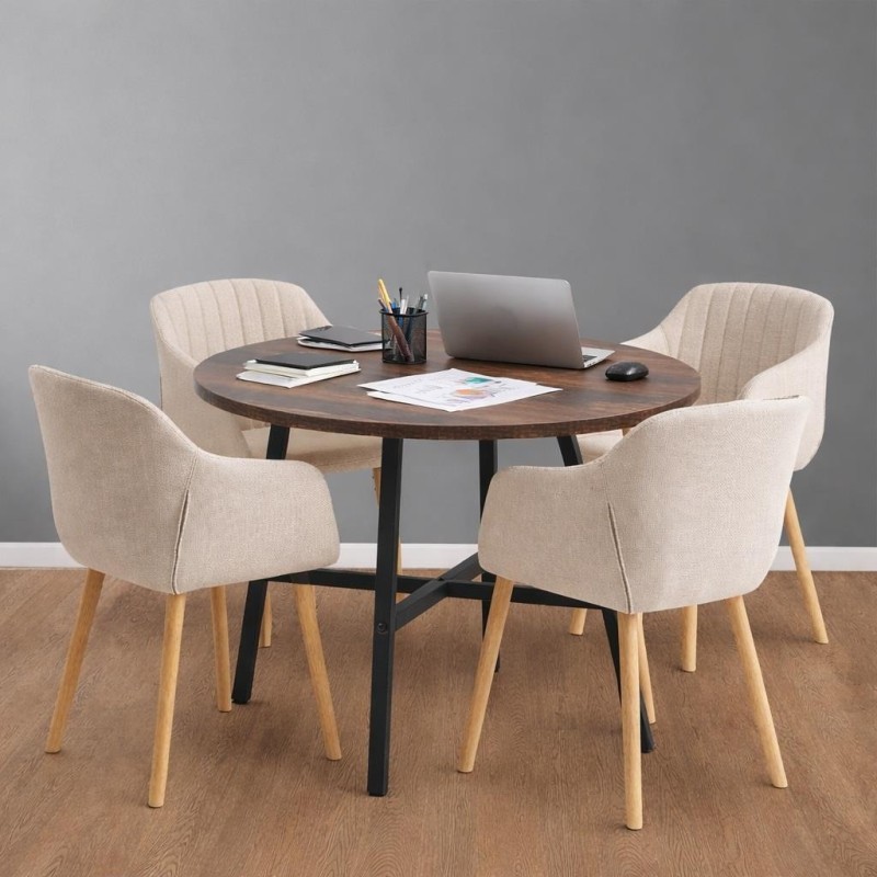Mesa de Reuniones ROGA, Estructura Metálica, Superficie de Madera color Nogal Rústico
