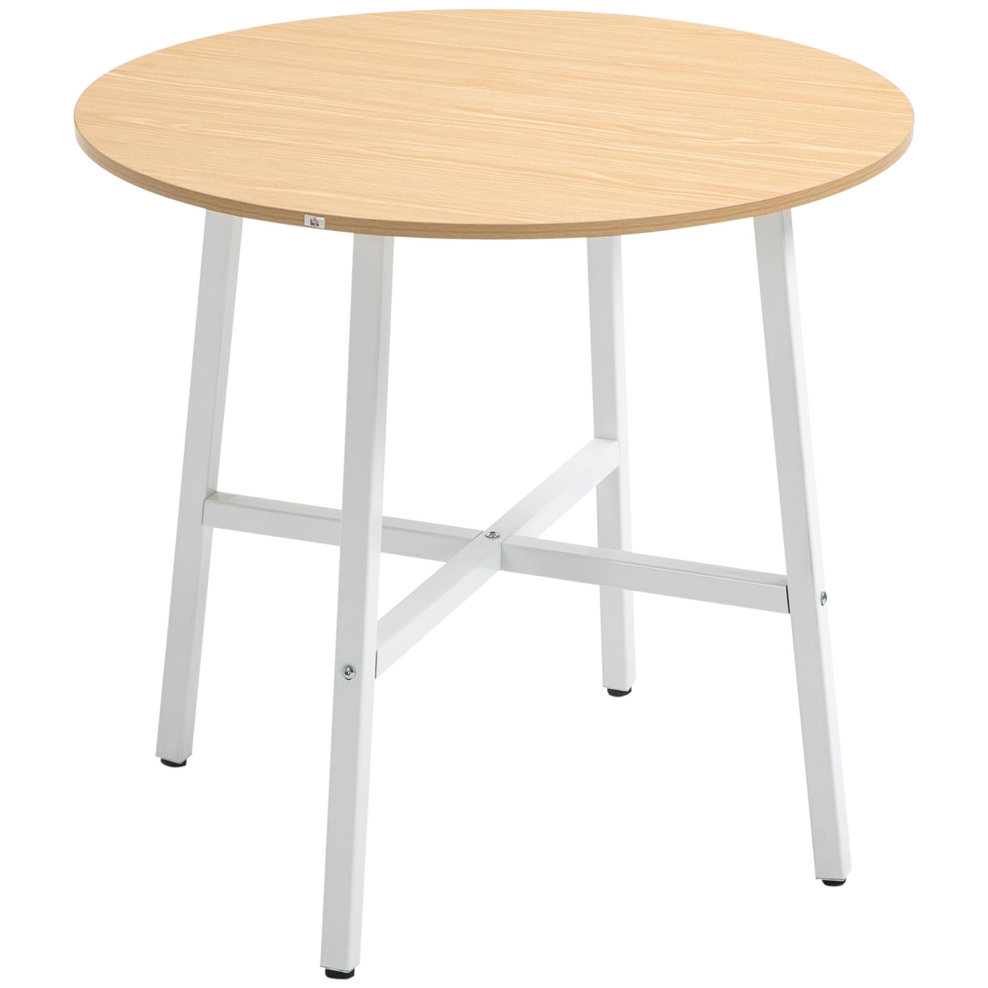 Mesa de Reuniones ROGA, Dimensiones Ø80x76 cm, Estructura Metálica, Superficie de Madera color Nogal Rústico