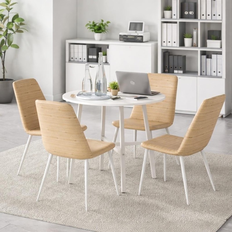 Mesa de Reuniones ROGA, Estructura Metálica, Superficie de Madera color Nogal Rústico