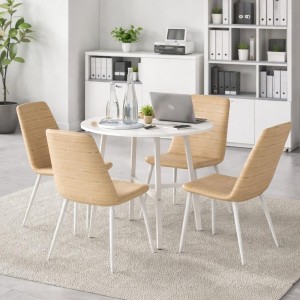 Mesa de Reuniones ROGA, Estructura Metálica, Superficie de Madera color Nogal Rústico