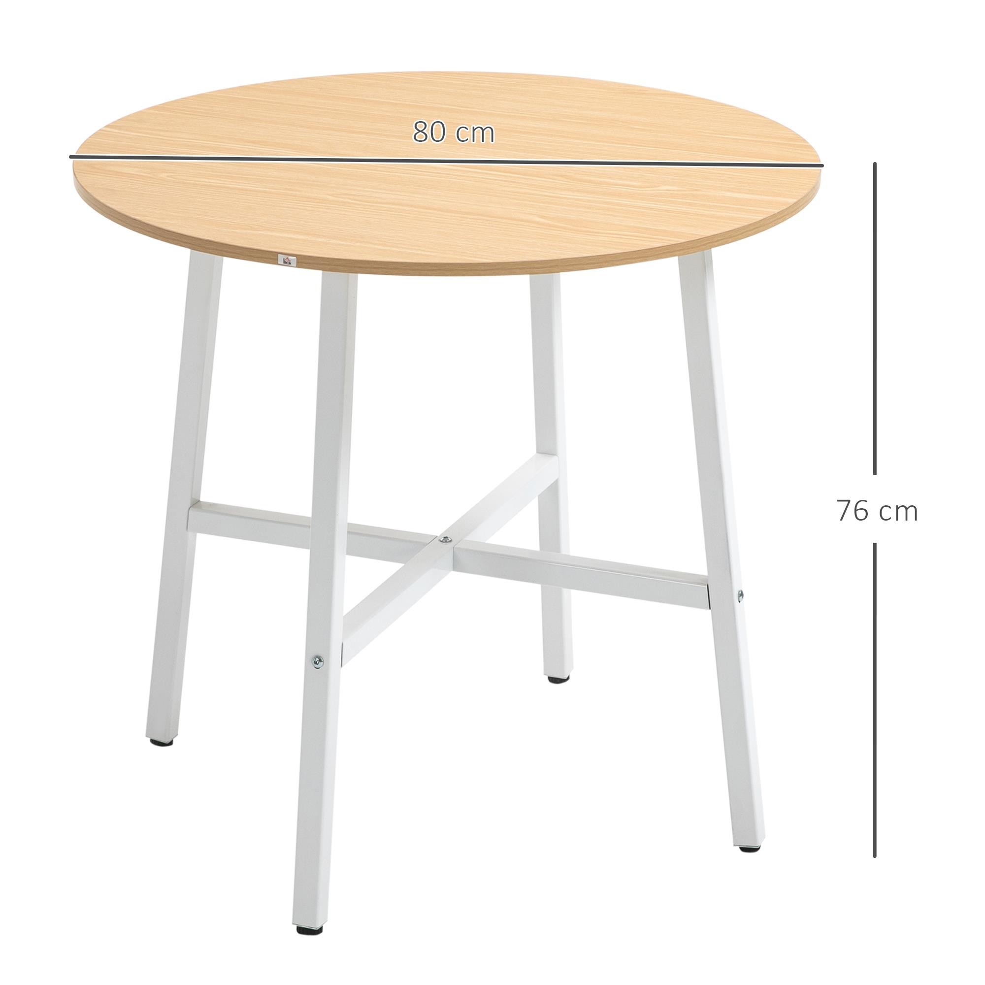 Mesa de Reuniones ROGA, Dimensiones Ø80x76 cm, Estructura Metálica, Superficie de Madera color Nogal Rústico