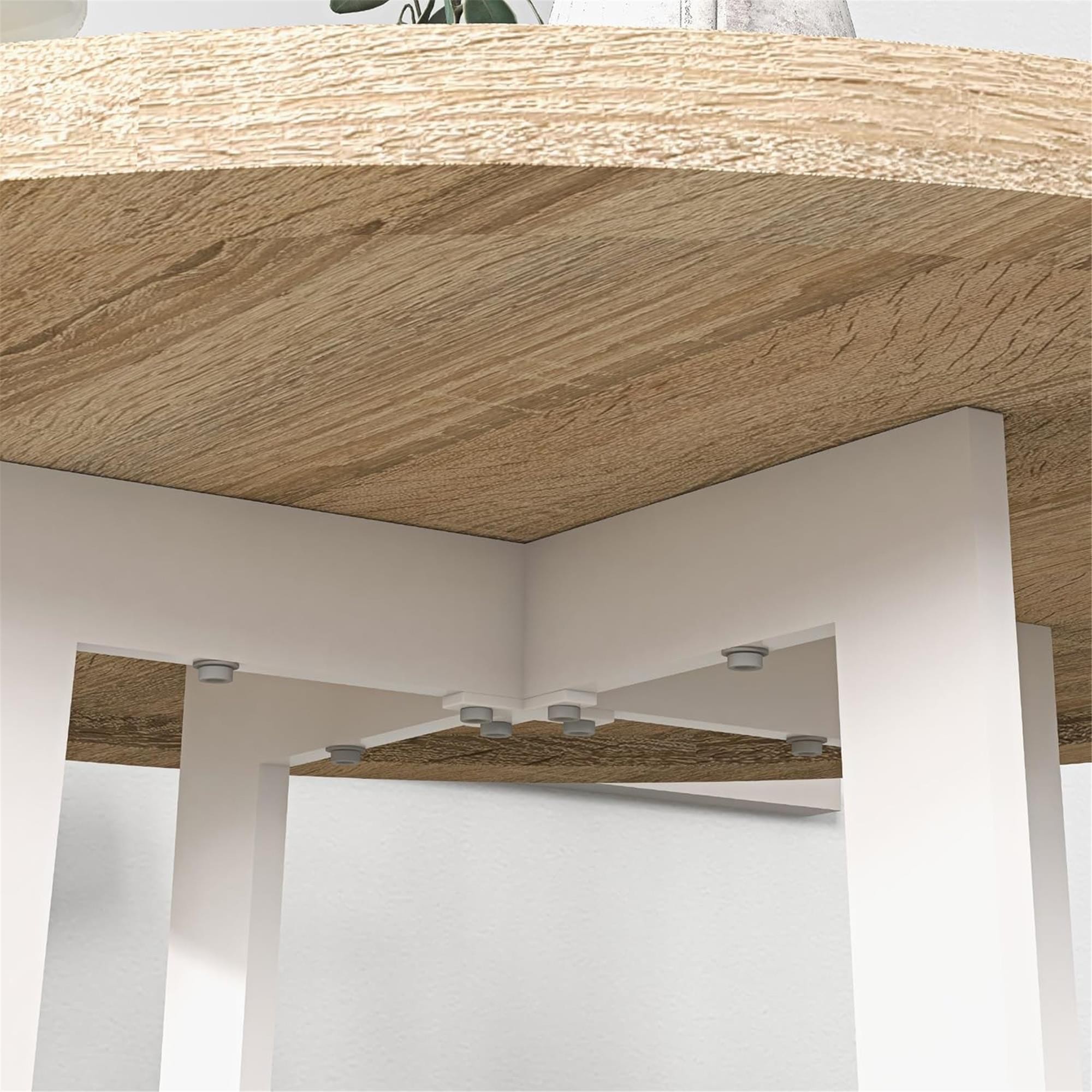 Mesa de Reuniones TACXA, Redonda, con Base de Acero, Ø80x75cm, en Madera color Roble