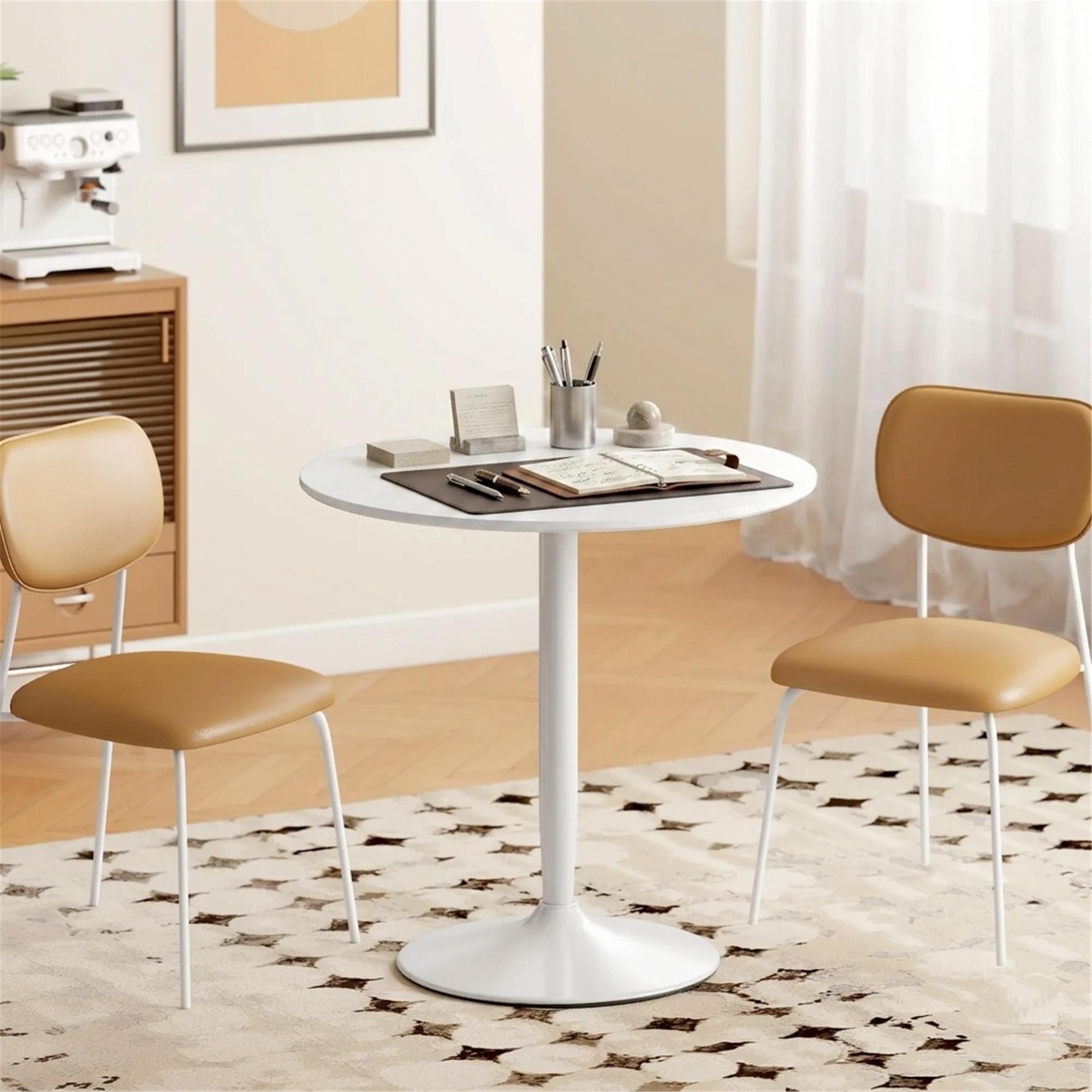 Mesa de Reuniones TURIN, Redonda, Estructura de Acero, Ø70x75 cm, en color Negro