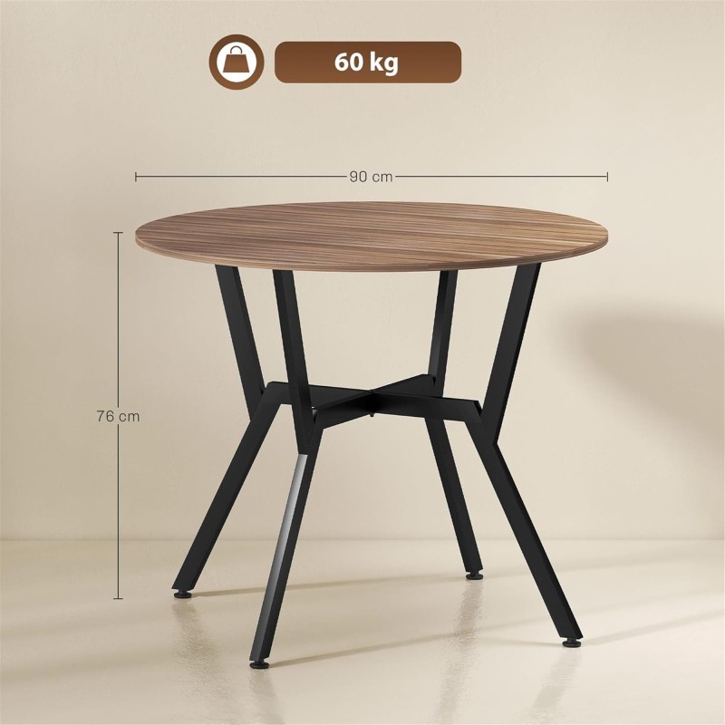 Mesa de Reuniones ASLAN, 90X90X76 cm, en Madera color Marrón