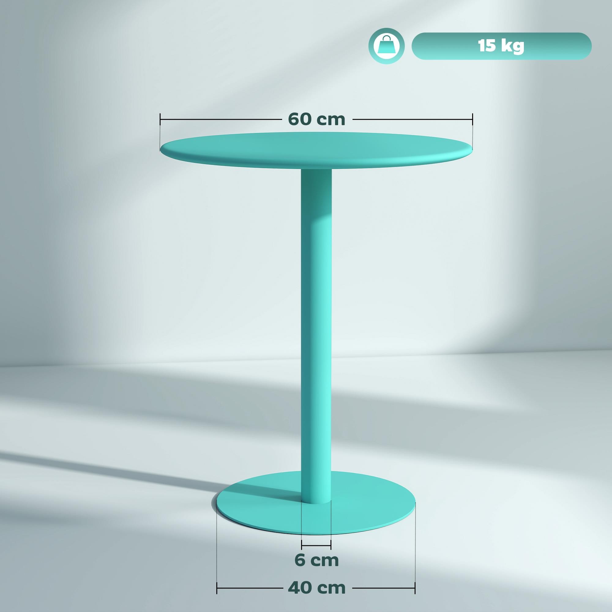 Mesa de Reuniones PRIKA, Dimensiones Ø60x72 cm, Estructura de Acero, color Verde