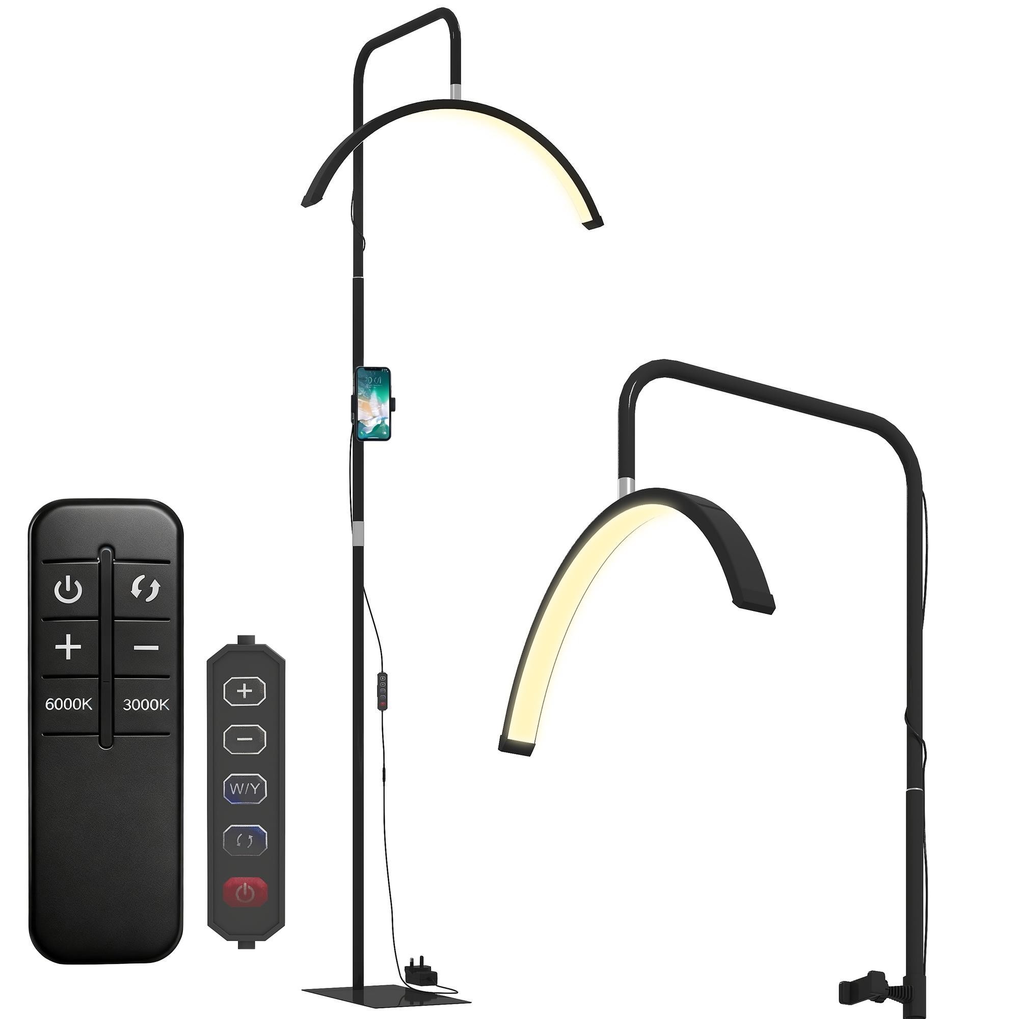 Lámpara de Oficina CLARIT, Dimensiones 77,5x20,5x186 cm, Diseño en Media Luna, color Negro