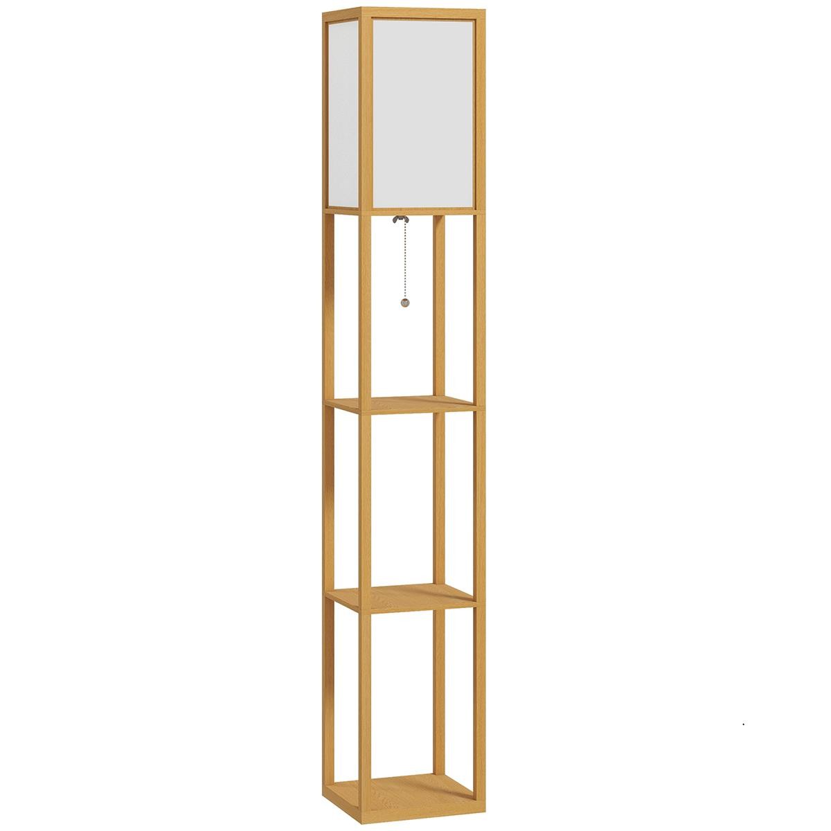 Lámpara de Oficina TALIA, Dimensiones 26x26x160 cm, con Estantes, en Madera color Natural