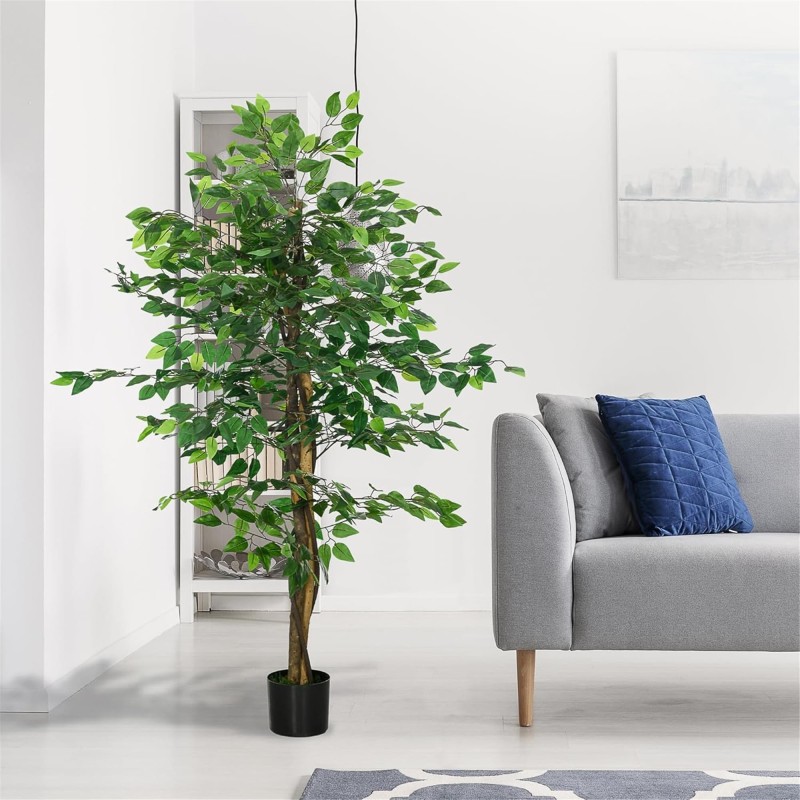 Planta de Oficina VIRA, Altura 150 cm, Ficus Artificial con Maceta Incluida