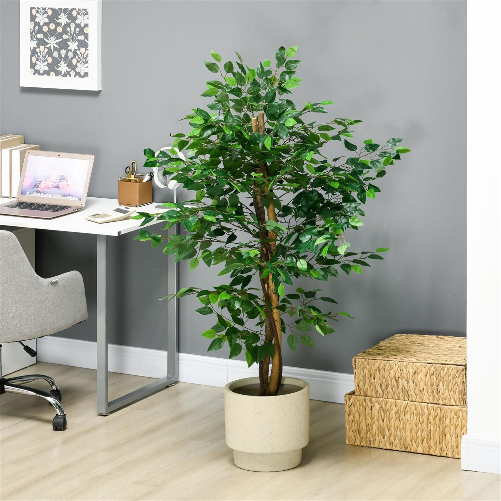 Planta de Oficina VIRA, Altura 150 cm, Ficus Artificial con Maceta Incluida